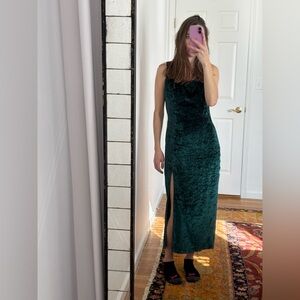 VTG 90s Switch USA green velour long dress juniors 9 small or medium